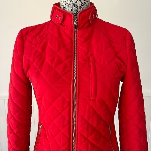 Zara Woman Red Quilted Zip Up Jacket Size M - Picture 3 of 15